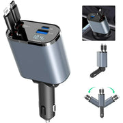 4 in 1 Retractable Car Charger with Star Projection Night Light