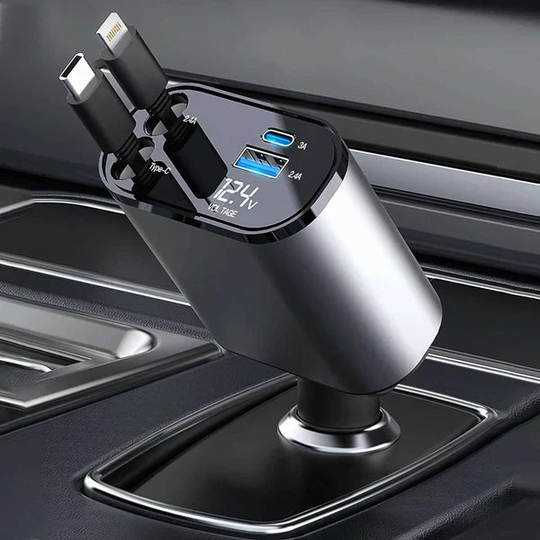 4 in 1 Retractable Car Charger with Star Projection Night Light — image 2