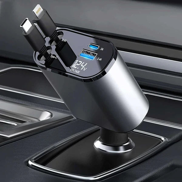 4 in 1 Retractable Car Charger with Star Projection Night Light