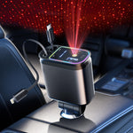 4 in 1 Retractable Car Charger with Star Projection Night Light 4